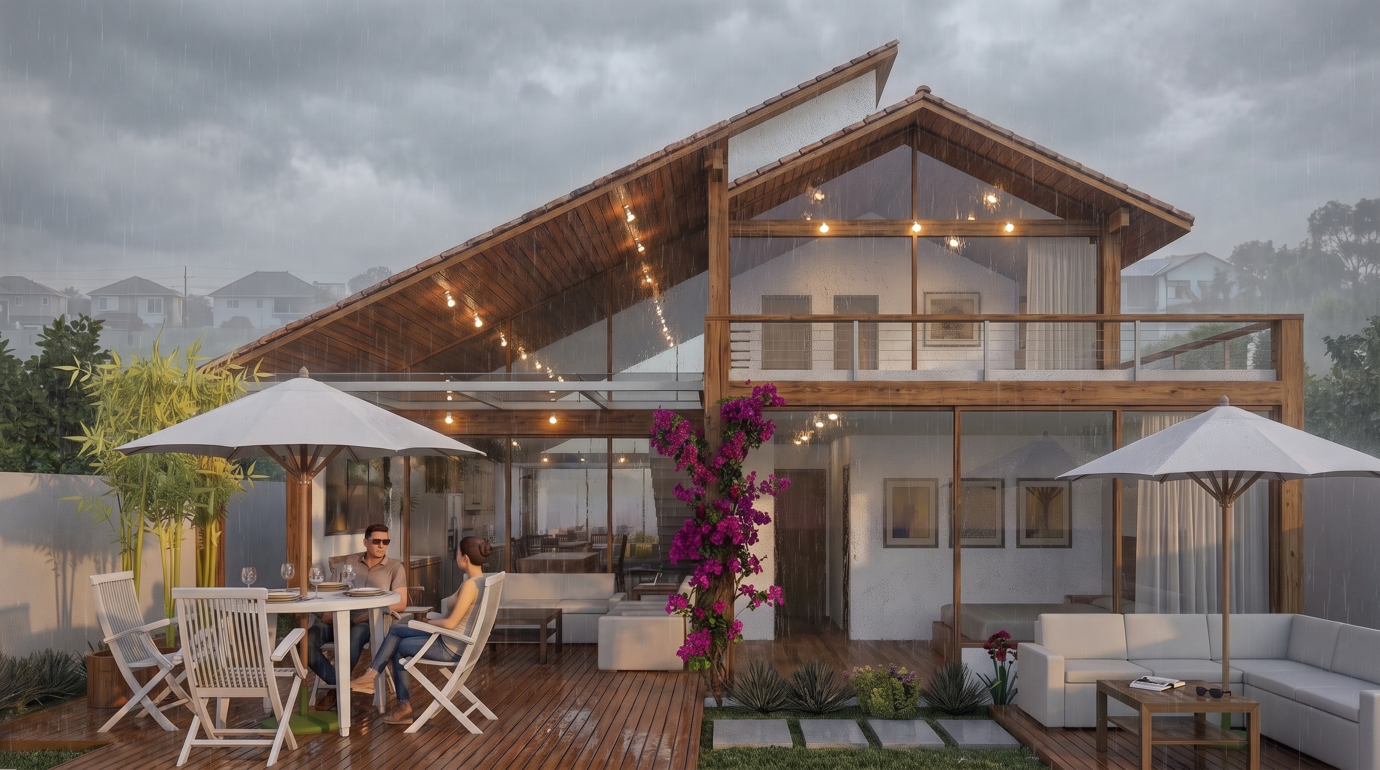 Fachada com paisagismo da Residência no Peró