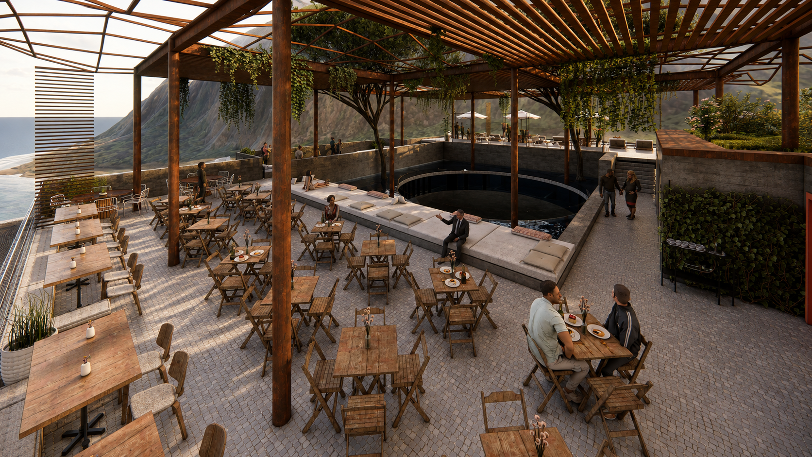 Alpha Café — restaurante da cobertura
